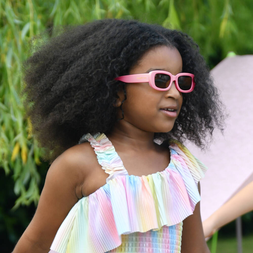 Angel's Face-Girls Pink Rectangle Frame Tinted Sunglasses (UV400) | Childrensalon