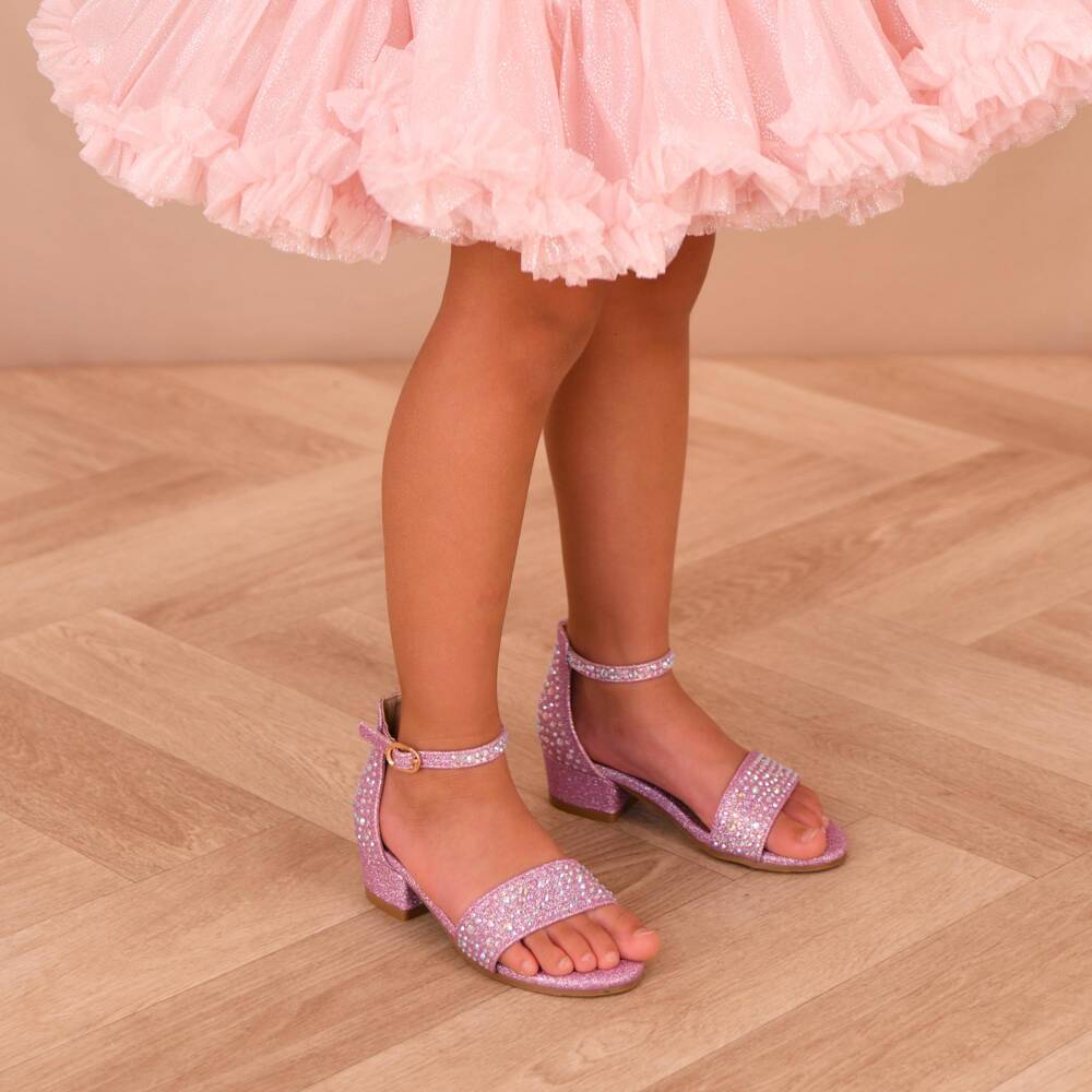 Angel's Face-Girls Pink Rhinestone-Encrusted Sandals | Childrensalon