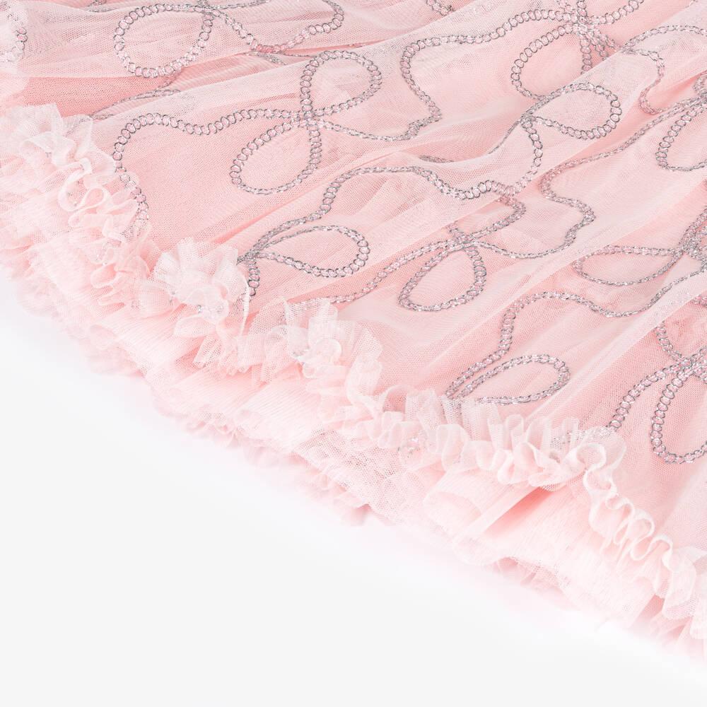 Angel's Face-Girls Pink Tulle Dress with Silver Chain Design | Childrensalon