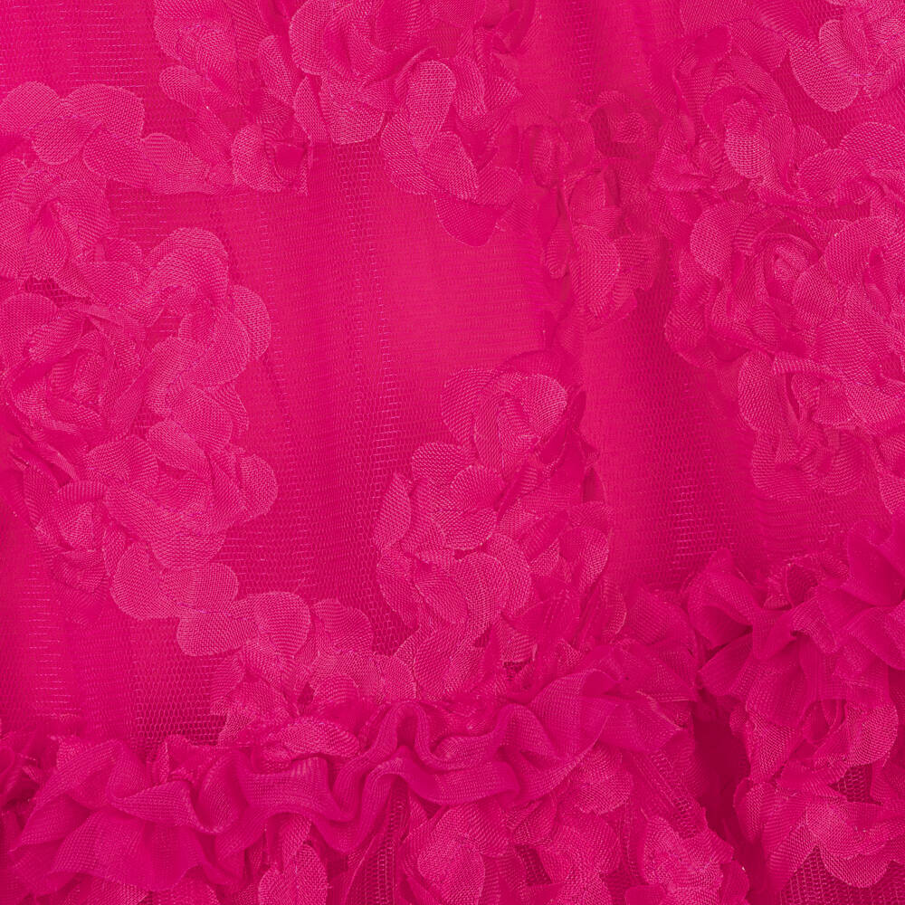 Angel's Face-فستان تول مزين بورود لون زهري فوشيا | Childrensalon