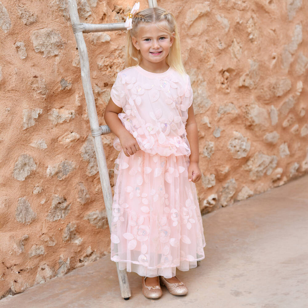 Angel's Face-Girls Pink Tulle Skirt with Sequin Appliqué Detail | Childrensalon