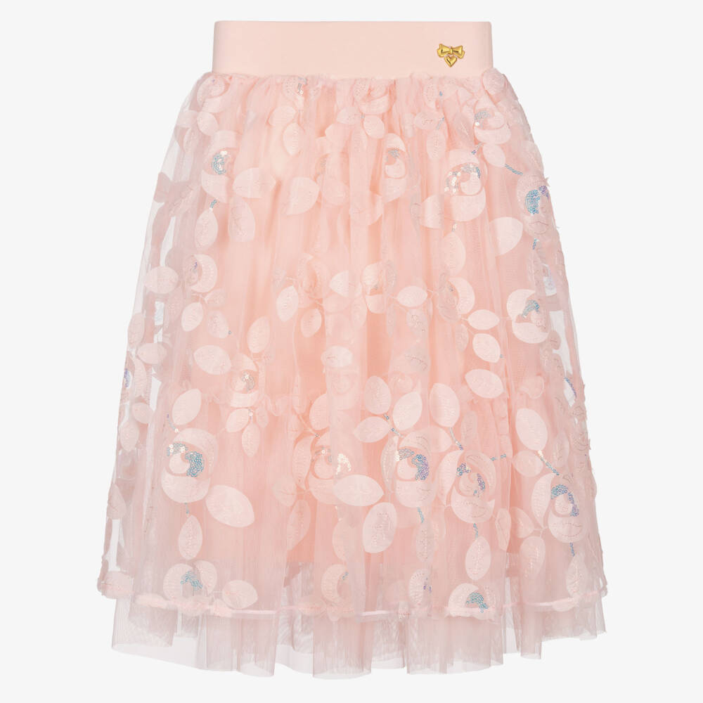 Angel's Face-Girls Pink Tulle Skirt with Sequin Appliqué Detail | Childrensalon
