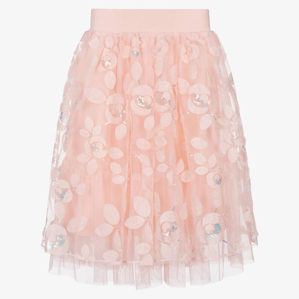 Angel's Face-Girls Pink Tulle Skirt with Sequin Appliqué Detail | Childrensalon