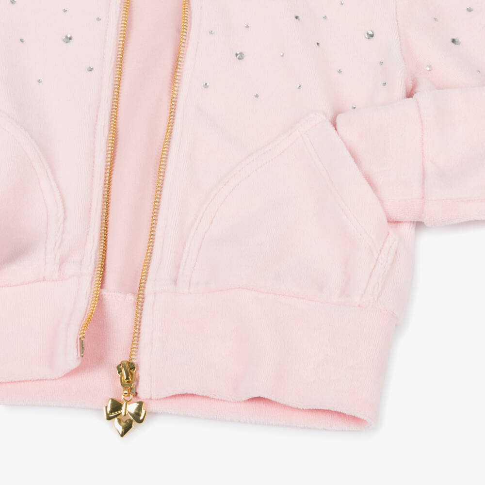 Angel's Face-Girls Pink Velour & Rhinestone Tracksuit | Childrensalon