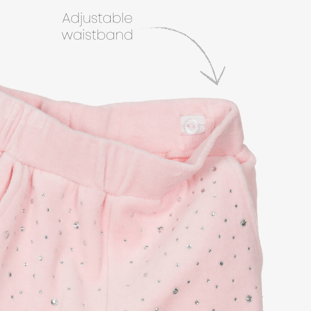 Angel's Face-Girls Pink Velour & Rhinestone Tracksuit | Childrensalon