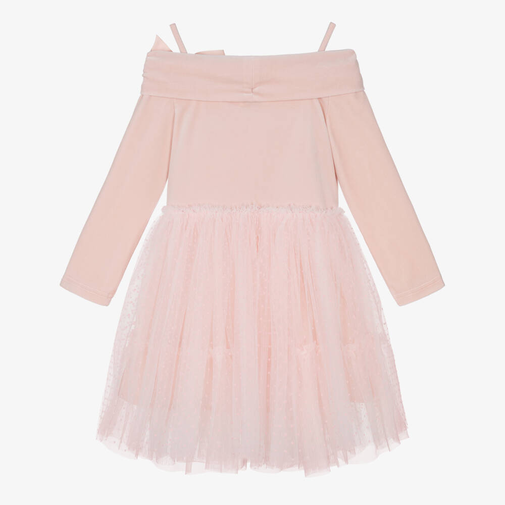 Angel's Face-Girls Pink Velour & Tulle Hepburn Dress | Childrensalon