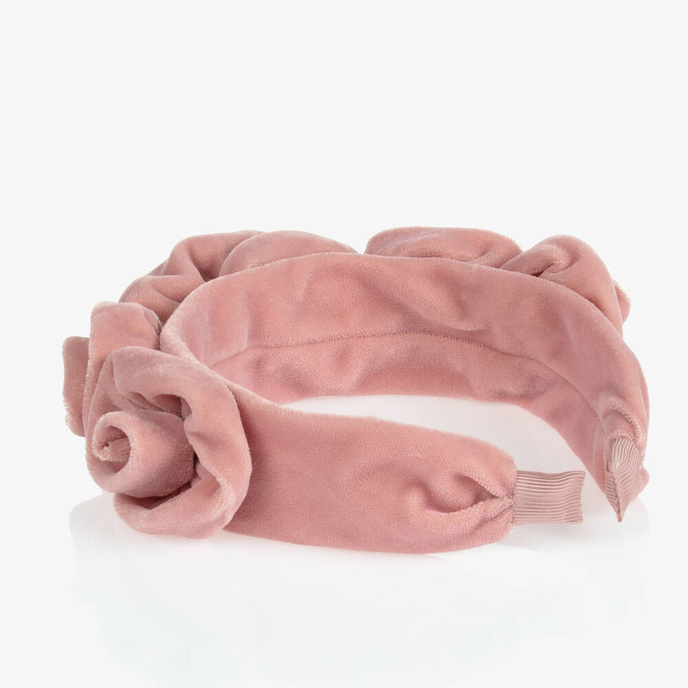 Angel's Face-Girls Pink Velvet Roses Hairband | Childrensalon