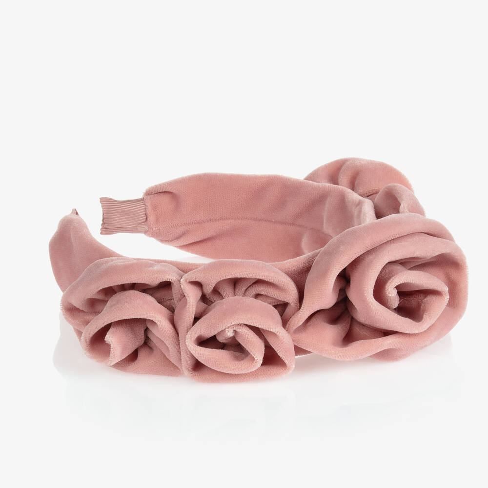 Angel's Face-Girls Pink Velvet Roses Hairband | Childrensalon