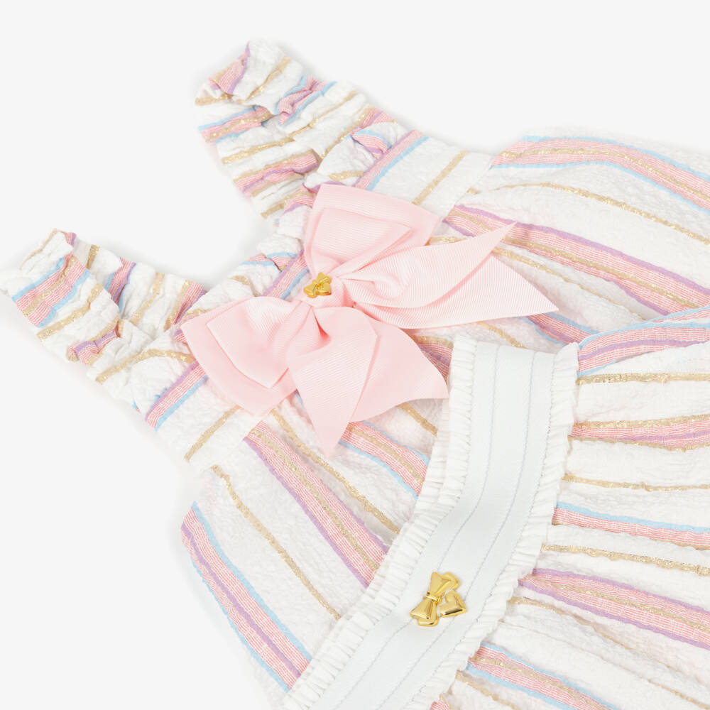 Angel's Face-Girls Pink & White Stripe Crinkle Shorts Set | Childrensalon