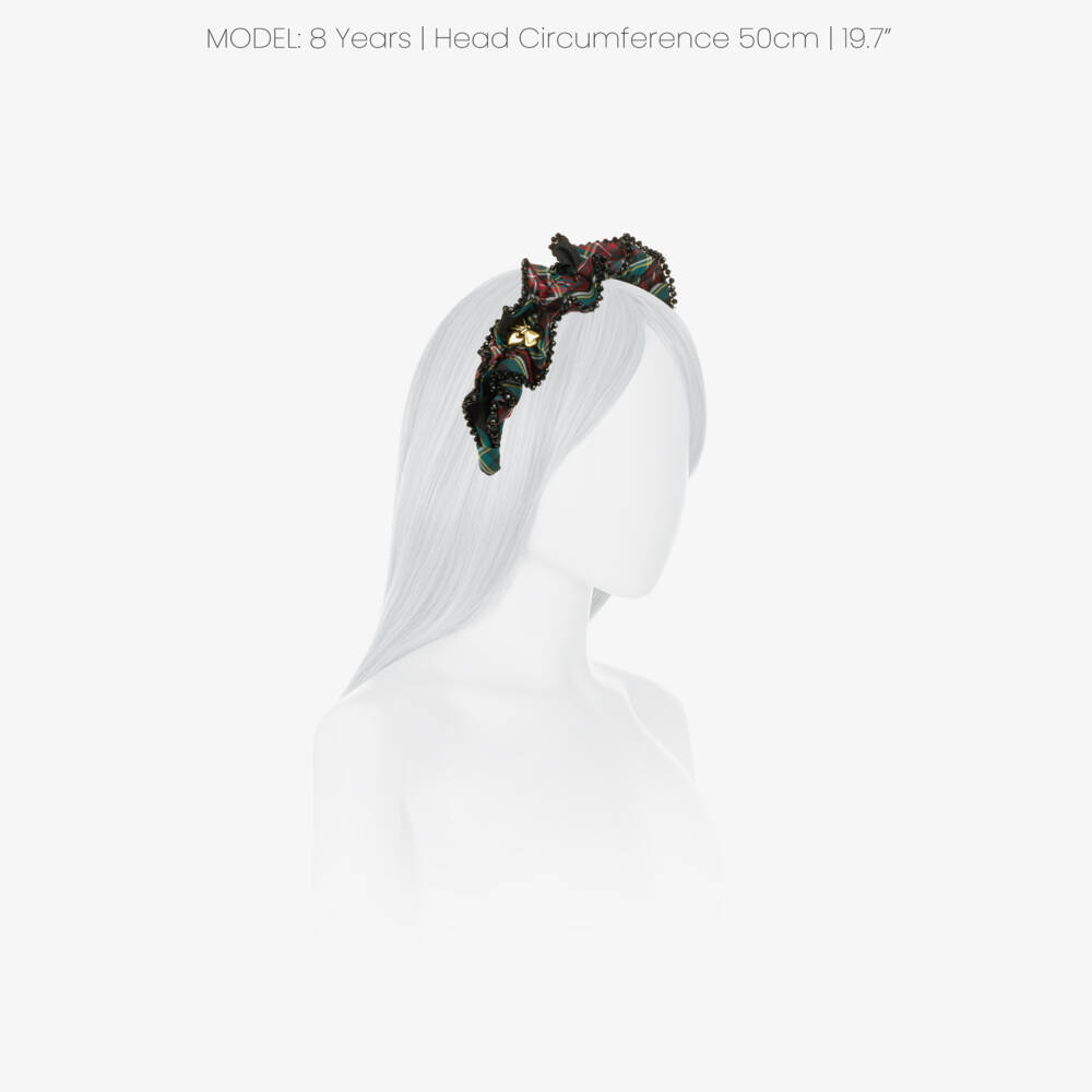 Angel's Face-Girls Red & Green Tartan Lavinia Beaded Trim Hairband | Childrensalon