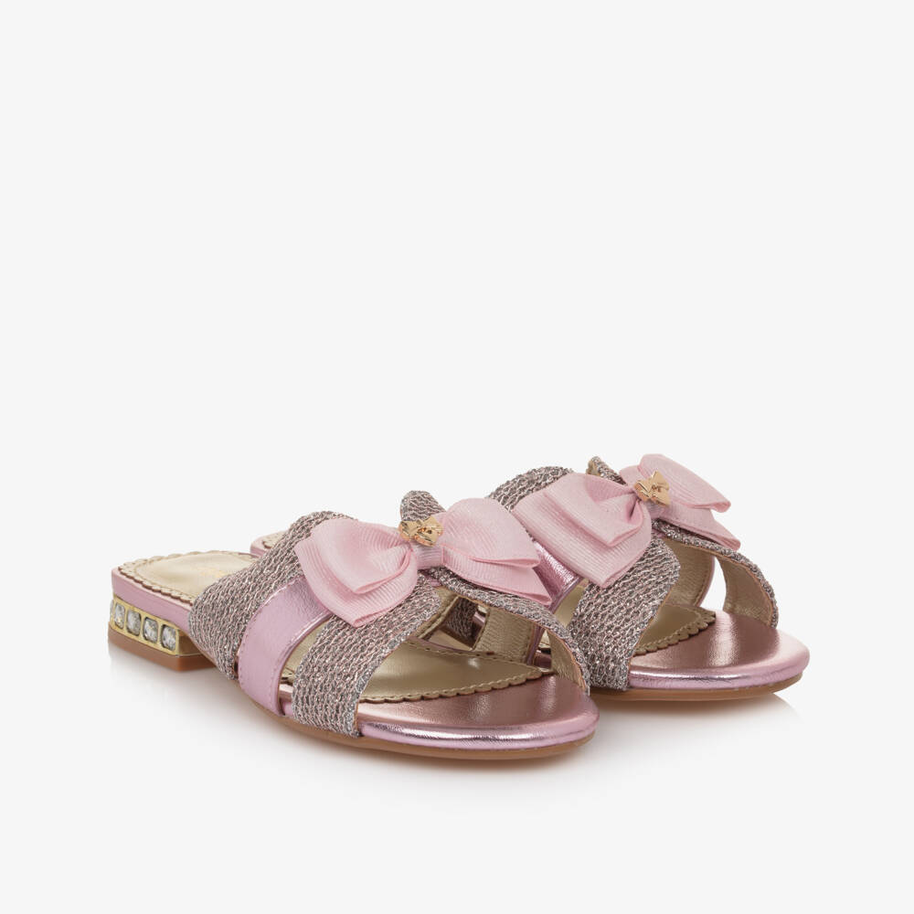 Angel's Face-Girls Shimmery Pink Faux Leather Slip-on Sandals | Childrensalon