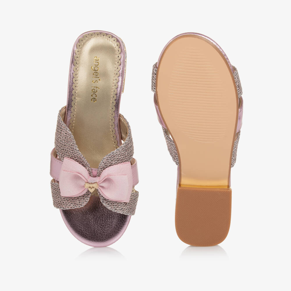 Angel's Face-Girls Shimmery Pink Faux Leather Slip-on Sandals | Childrensalon