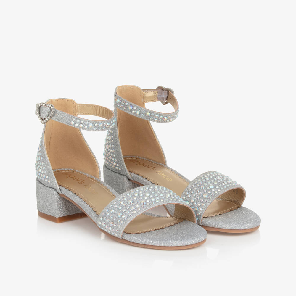 Angel's Face-Girls Silver Diamanté Heeled Sandals | Childrensalon