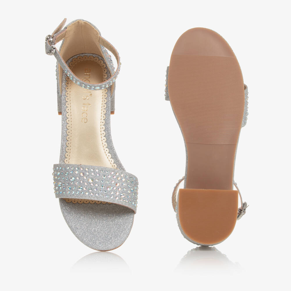 Angel's Face-Girls Silver Diamanté Heeled Sandals | Childrensalon