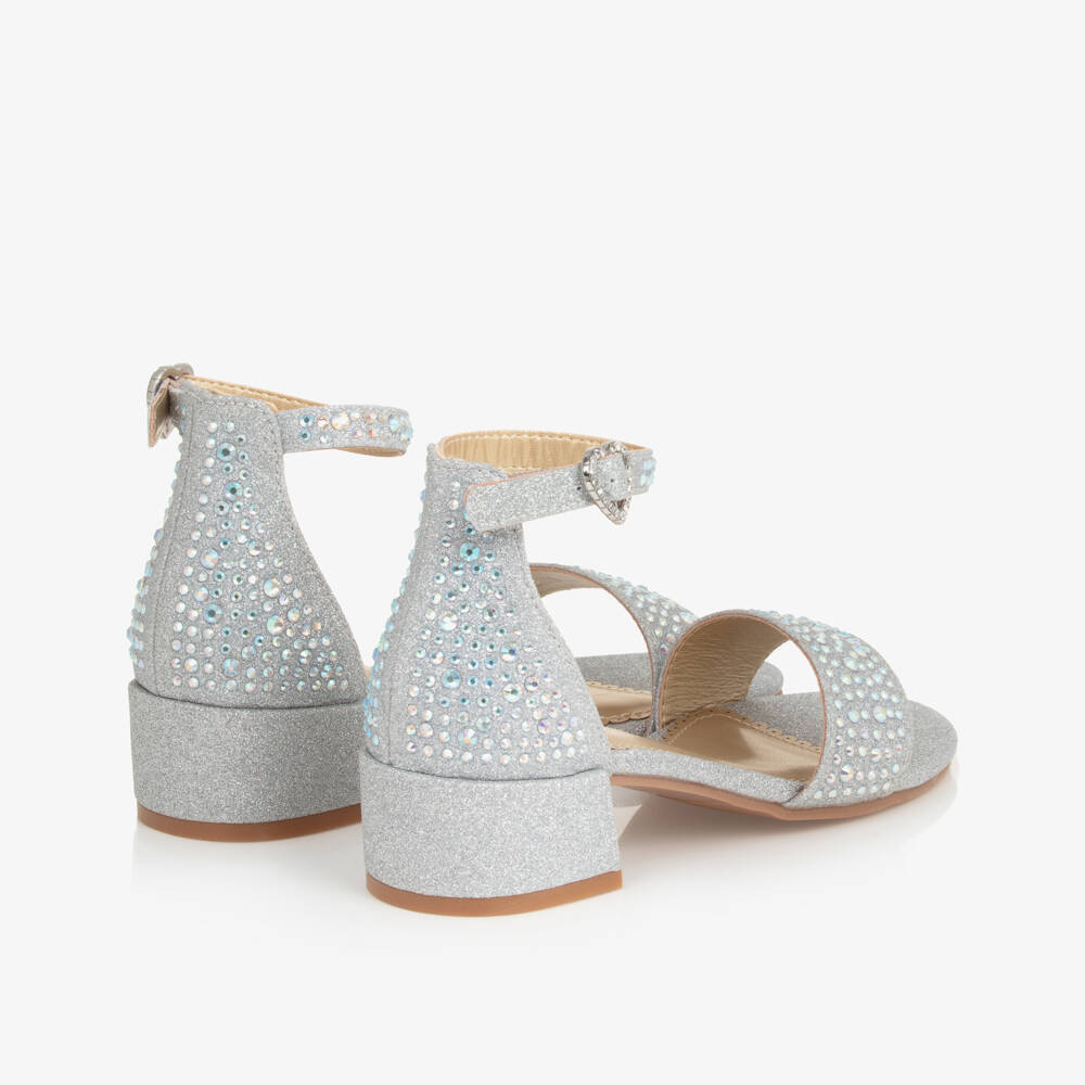 Angel's Face-Girls Silver Diamanté Heeled Sandals | Childrensalon