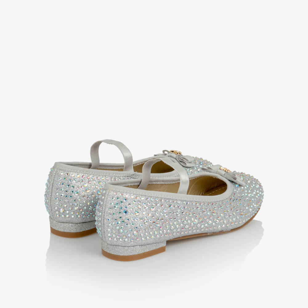 Angel's Face-Girls Silver Glitter & Diamanté Ballerina Pumps | Childrensalon