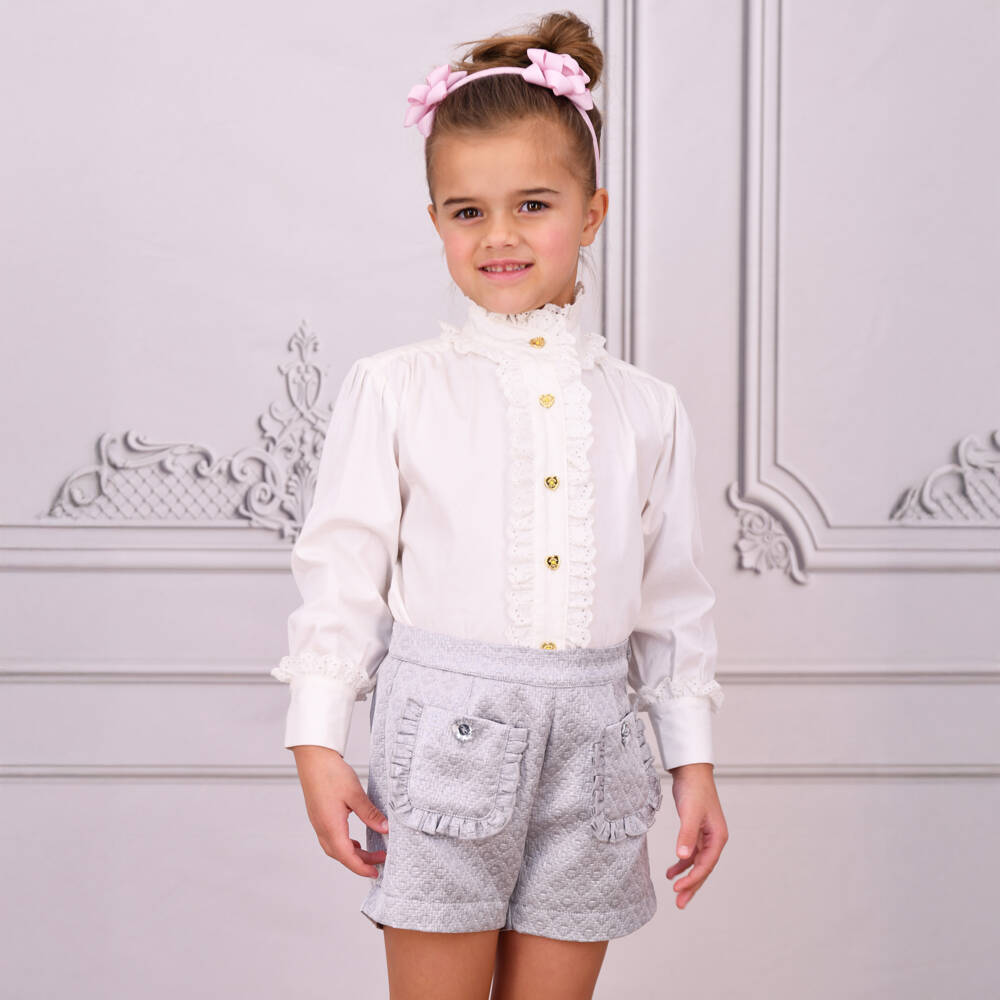 Angel's Face-Girls Silver Jacquard Shorts | Childrensalon