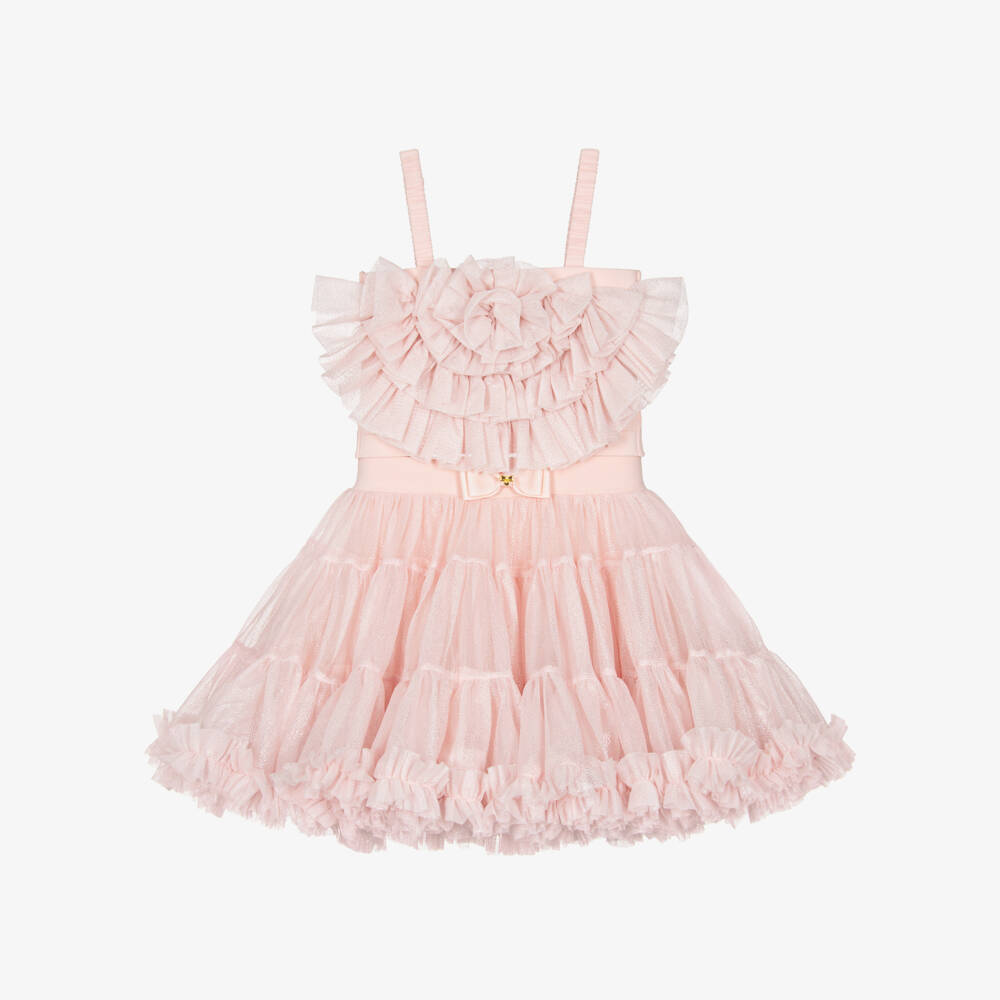 Angel's Face-Girls Sparkly Pink Ruffled Tulle Skirt Set | Childrensalon
