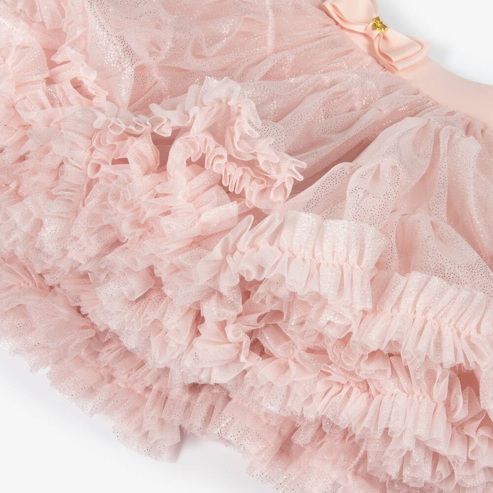 Angel's Face-Girls Sparkly Pink Ruffled Tulle Skirt Set | Childrensalon