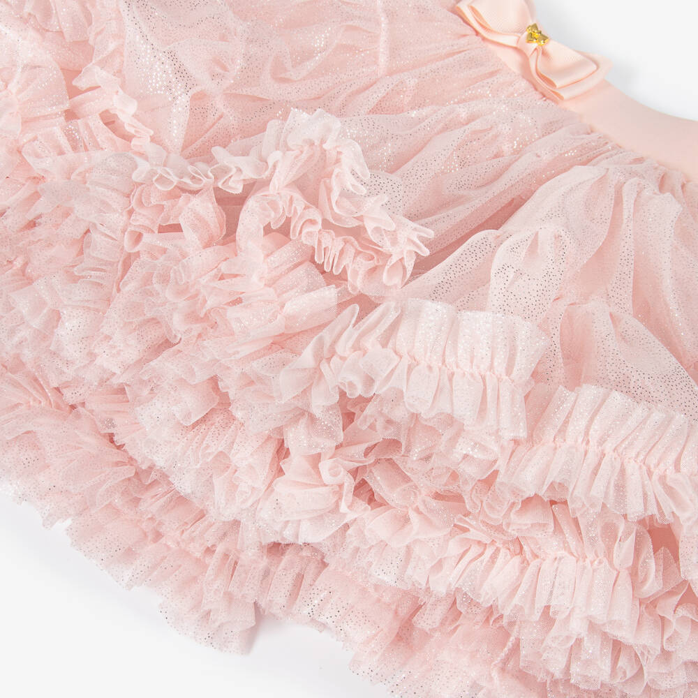 Angel's Face-Girls Sparkly Pink Ruffled Tulle Skirt Set | Childrensalon