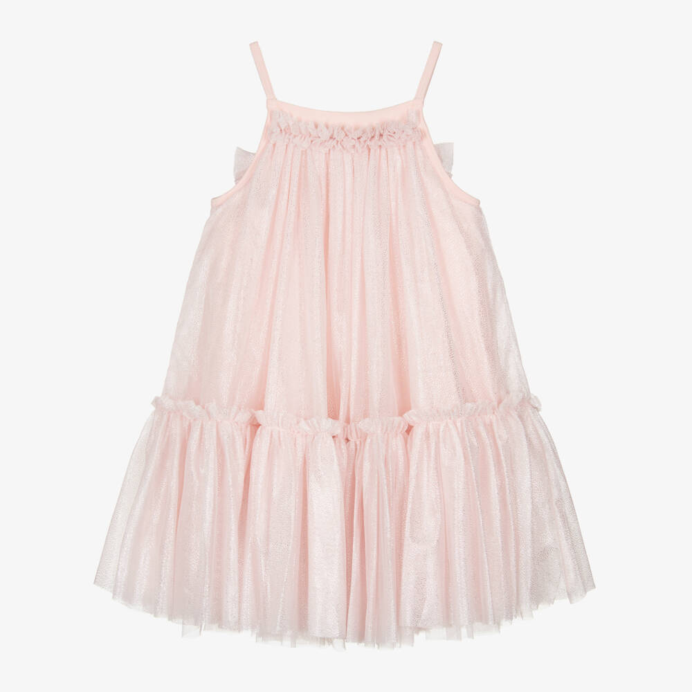 Angel's Face-Girls Sparkly Pink Tulle Strappy Dress | Childrensalon