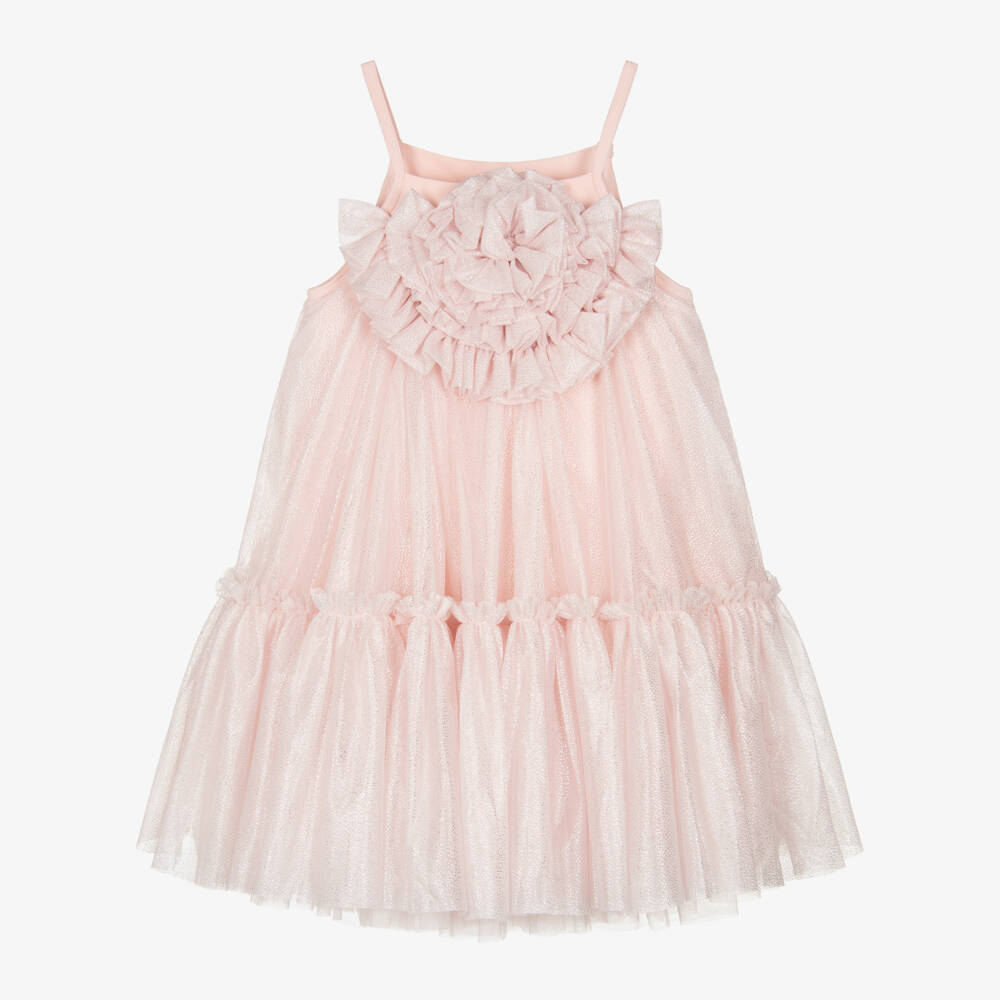 Angel's Face-Girls Sparkly Pink Tulle Strappy Dress | Childrensalon