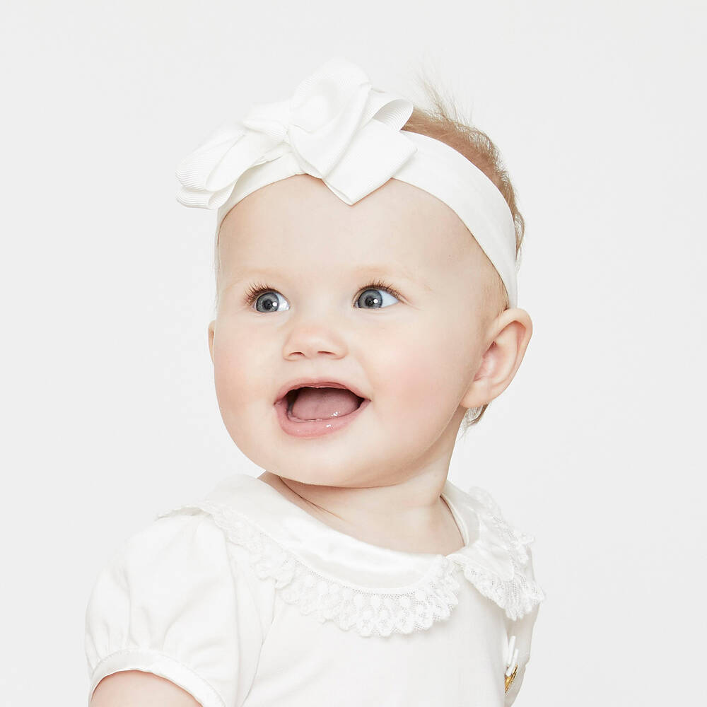 Angel's Face-Белая повязка на голову с бантом для девочек | Childrensalon