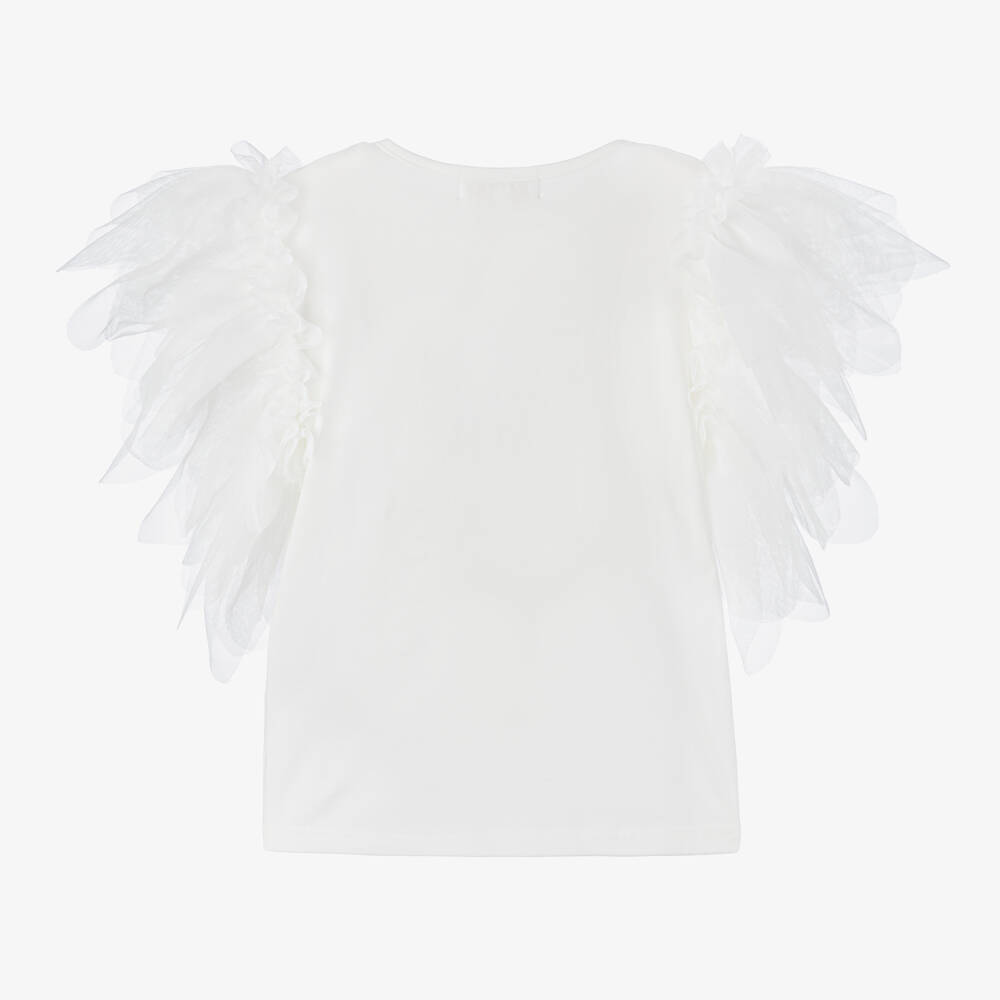 Angel's Face-Girls White Cotton Birthday Age T-Shirt with Diamantés | Childrensalon