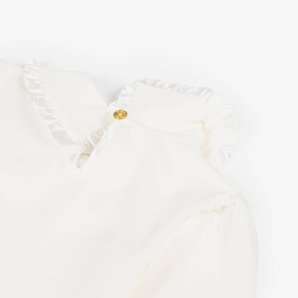 Angel's Face-Girls White Cotton Collared Top | Childrensalon
