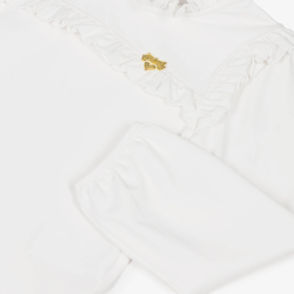 Angel's Face-Girls White Cotton Cortney Top with Ruffle Trims | Childrensalon