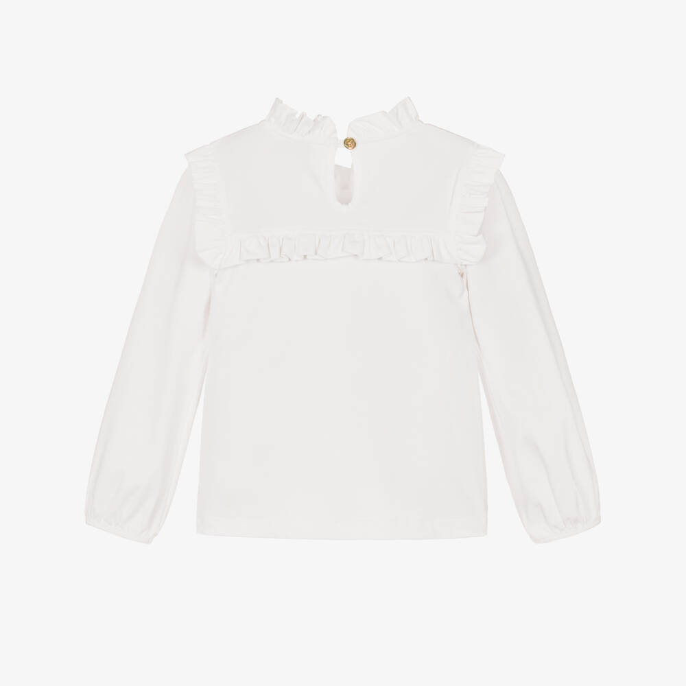 Angel's Face-Girls White Cotton Cortney Top with Ruffle Trims | Childrensalon