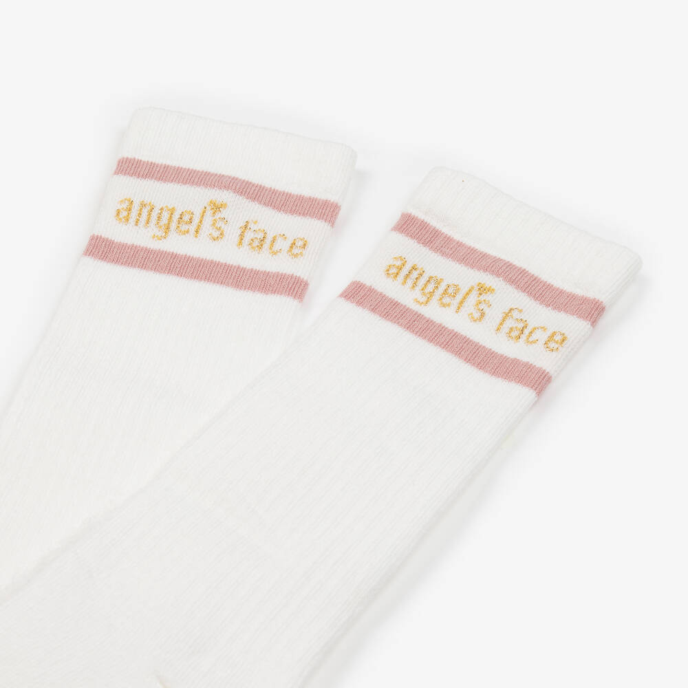 Angel's Face-Girls White Cotton Rich Long Socks | Childrensalon