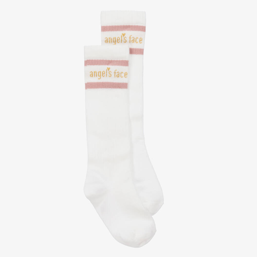 Angel's Face-Girls White Cotton Rich Long Socks | Childrensalon