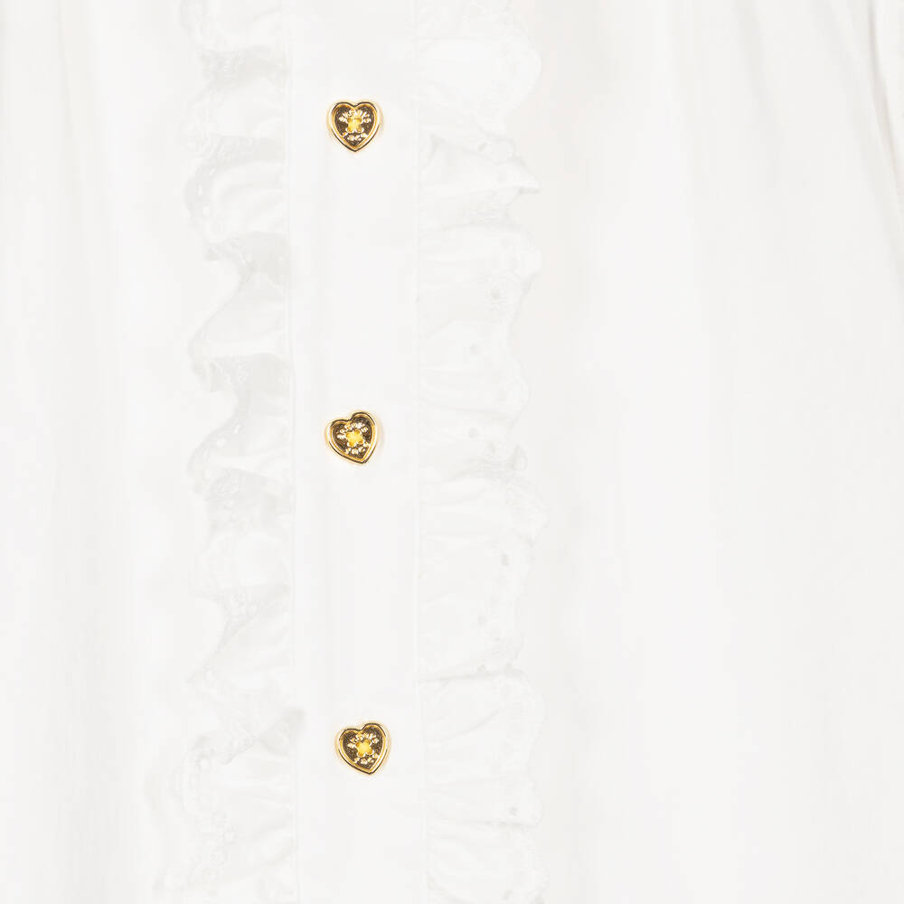 Angel's Face-بلوزة بكشكش قطن لون أبيض للبنات | Childrensalon