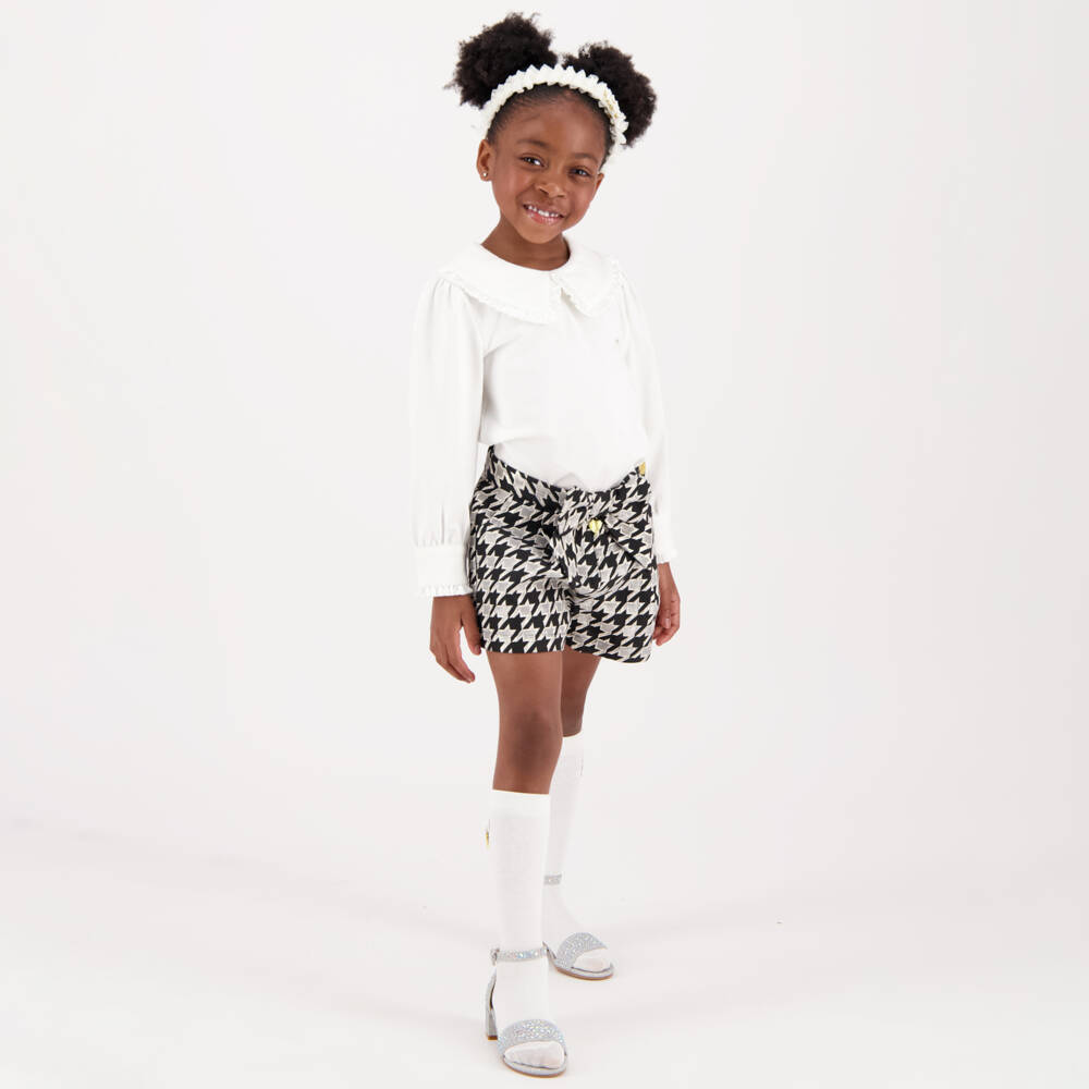 Angel's Face-Girls White Cotton Top with Large Frill Collar | Childrensalon