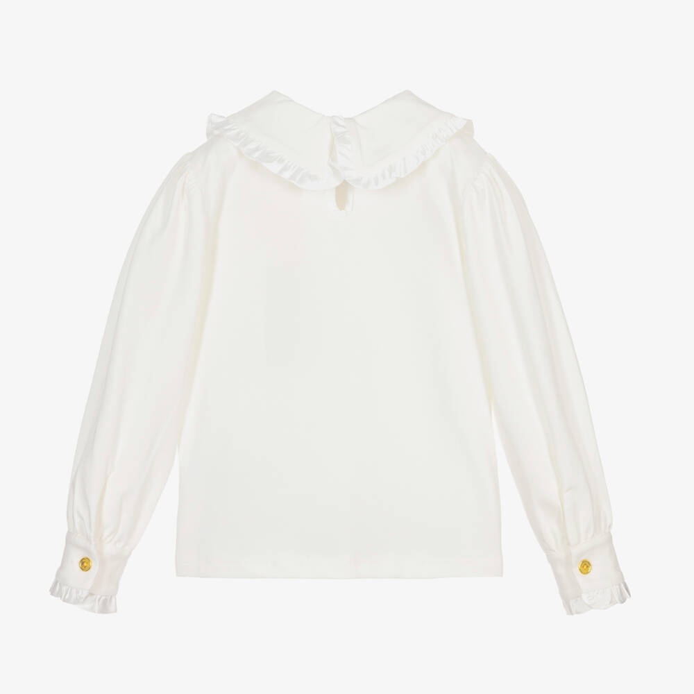 Angel's Face-توب بياقة قطن لون أبيض للبنات | Childrensalon