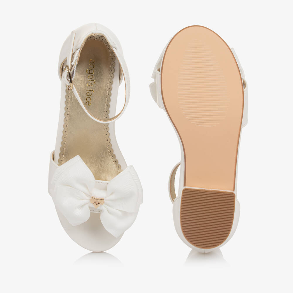 Angel's Face-Girls White Faux Leather Heeled Sandal | Childrensalon