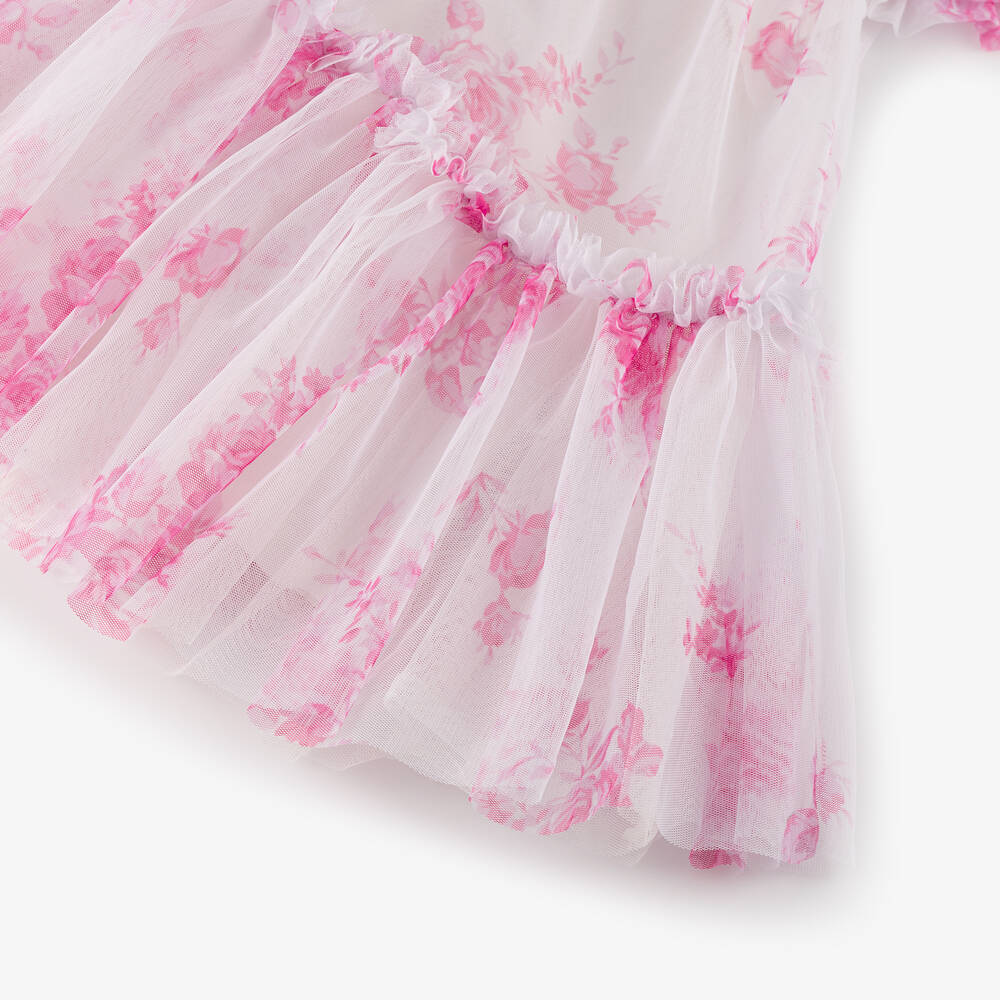 Angel's Face-Girls White Floral Tulle Dress | Childrensalon