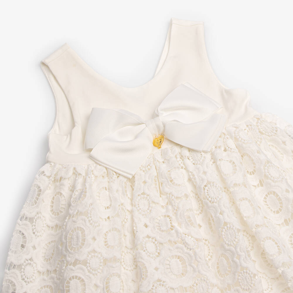 Angel's Face-Girls White Guipure Lace Dress & Bow | Childrensalon