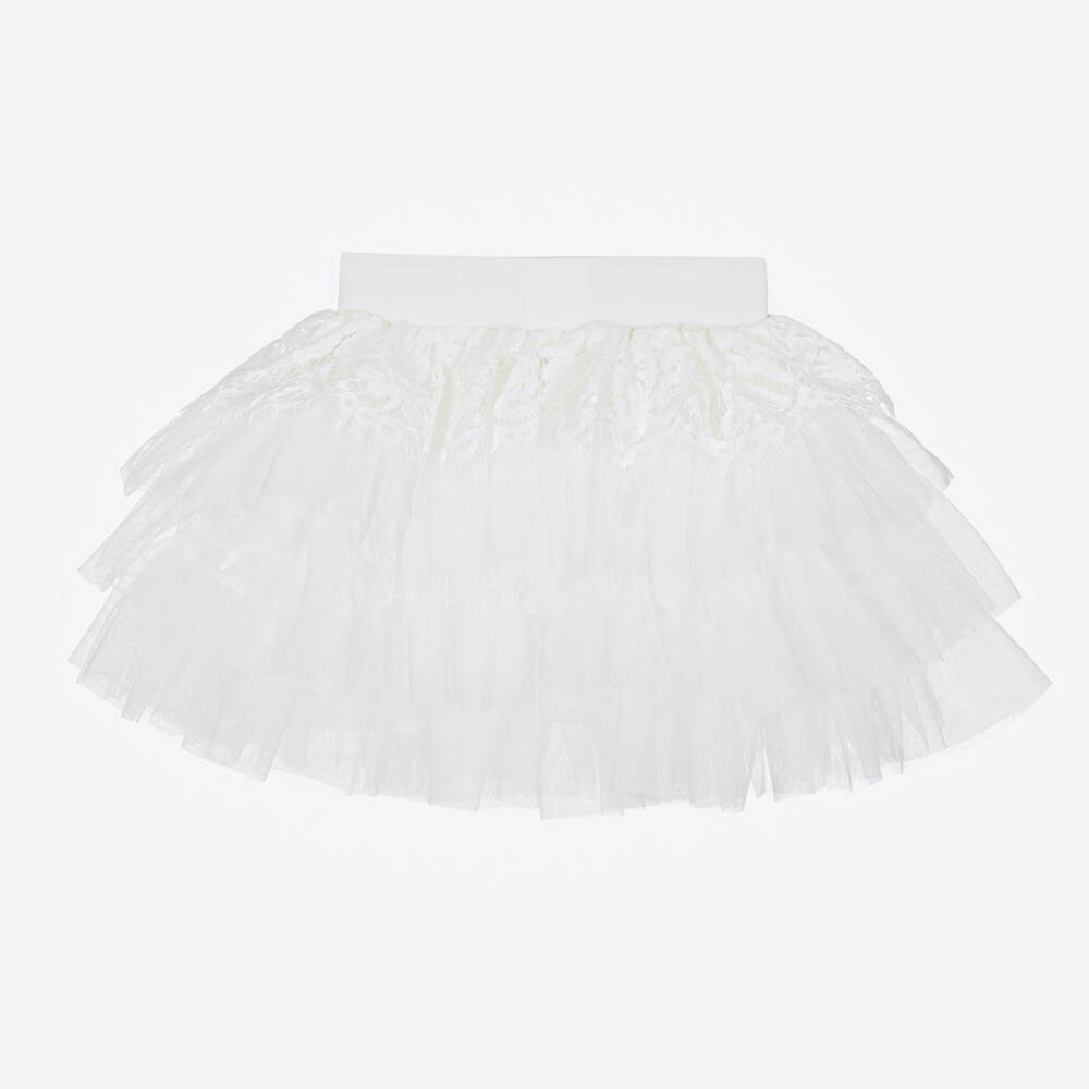 Angel's Face-Girls White Lace & Tulle Skirt | Childrensalon
