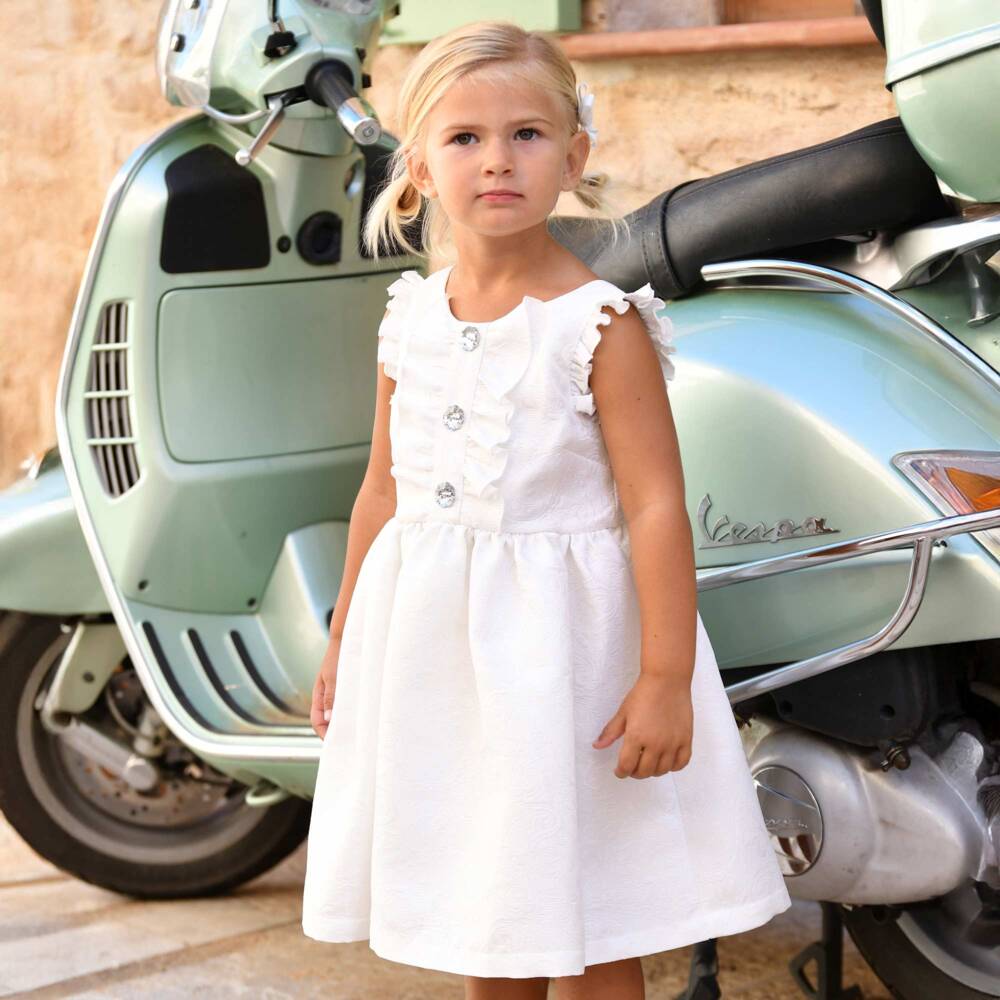 Angel's Face-فستان جاكار بنقشة بيزلي لون أبيض | Childrensalon