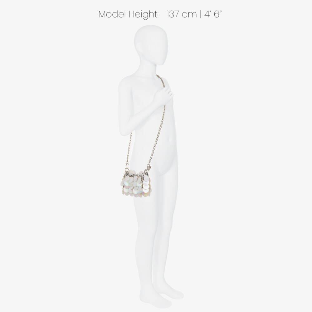 Angel's Face-Girls White Pearlescent Sequin Bag (13cm) | Childrensalon