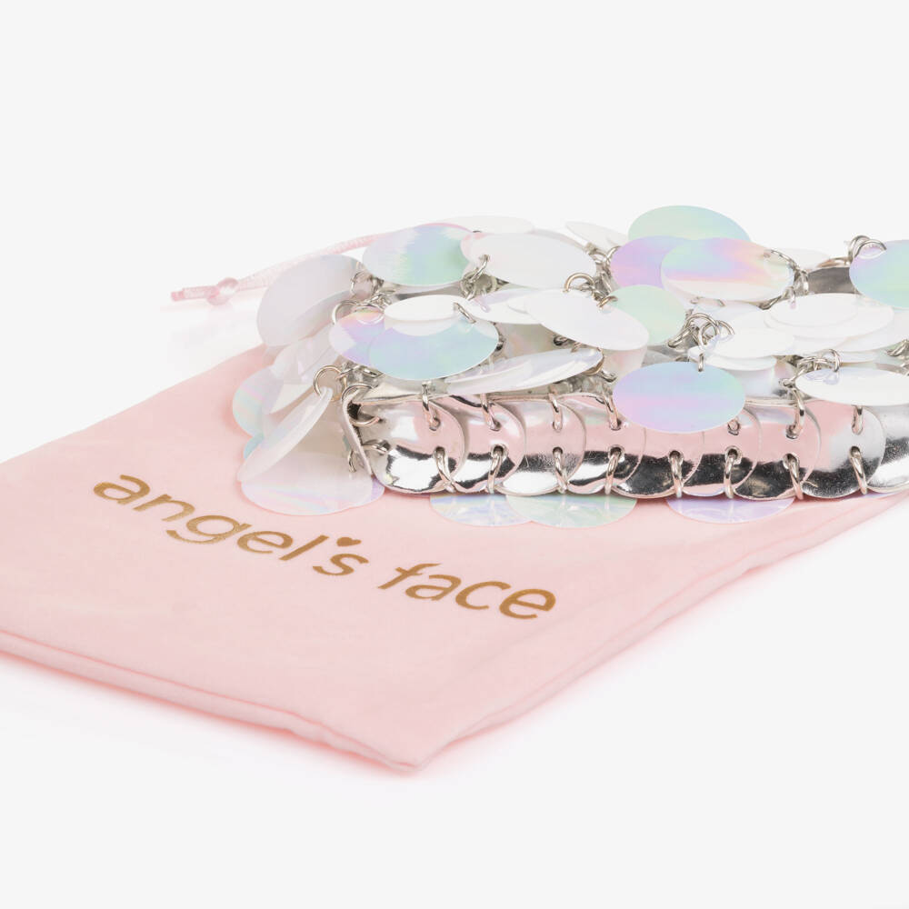 Angel's Face-Сумка белая с перламутровыми пайетками для девочек (13см) | Childrensalon