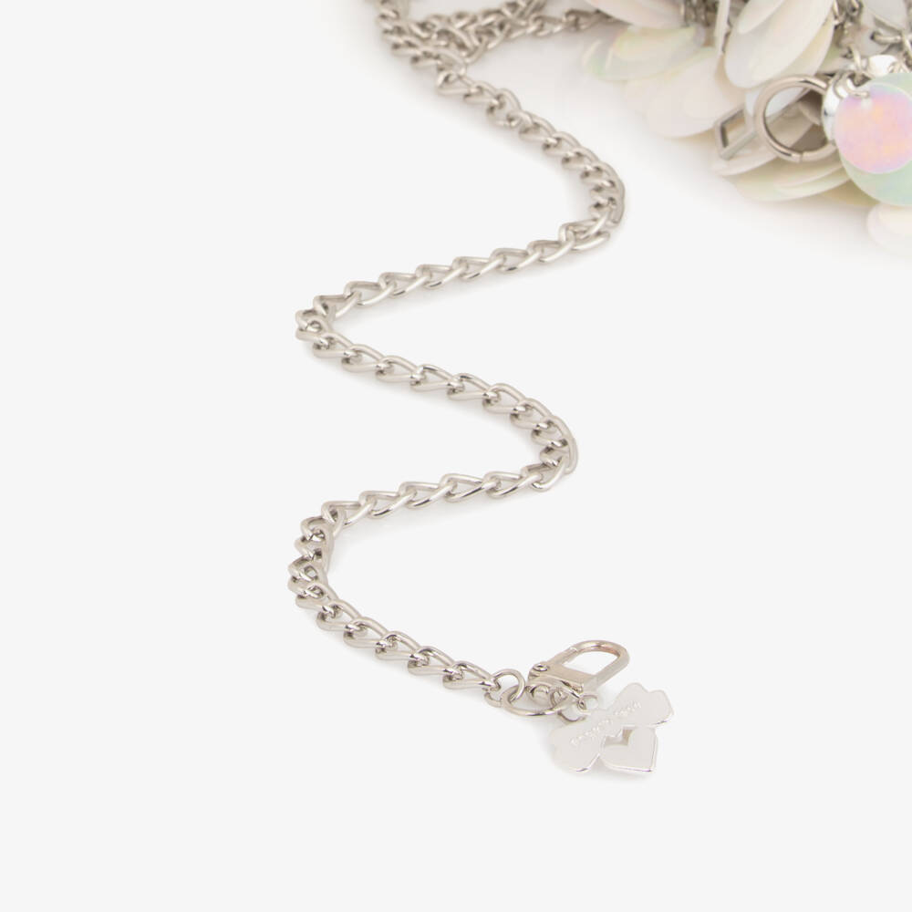 Angel's Face-Girls White Pearlescent Sequin Bag (13cm) | Childrensalon