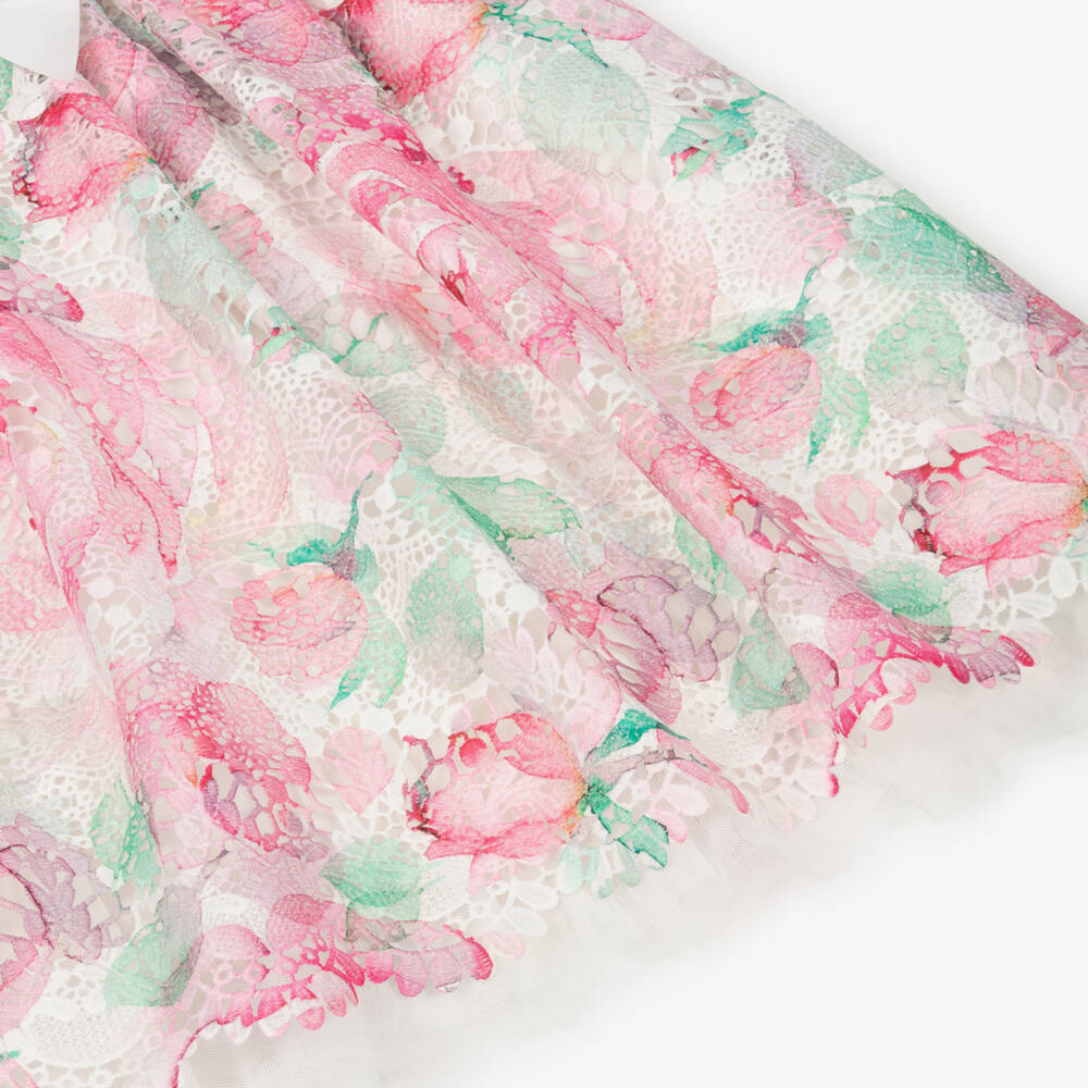 Angel's Face-Girls White & Pink Guipure Lace Dress with Logo Bow | Childrensalon