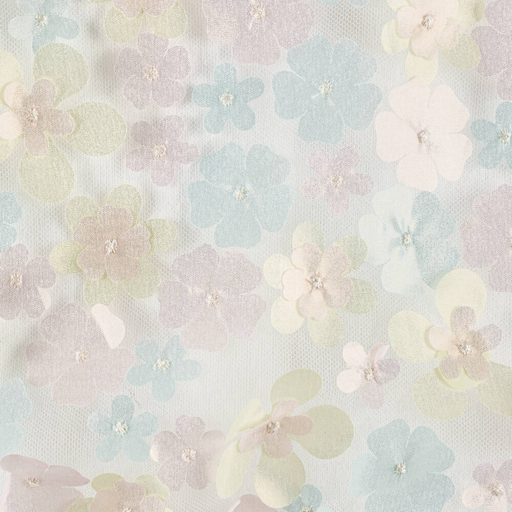 Angel's Face-Girls White Sleeveless Top with Pink & Blue Floral Appliqués | Childrensalon