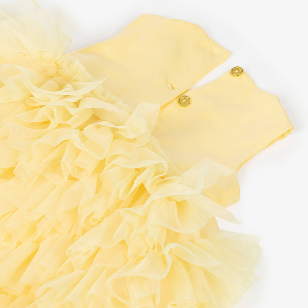 Angel's Face-Girls Yellow Cotton Jersey Dress with Tiered Tulle Ruffles | Childrensalon