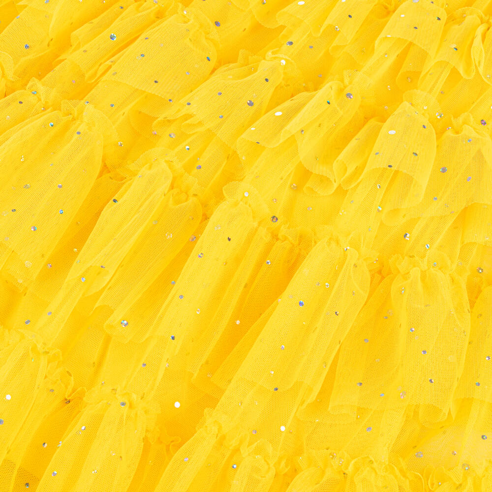 Angel's Face - Girls Yellow Sparkle Tulle Dress | Childrensalon