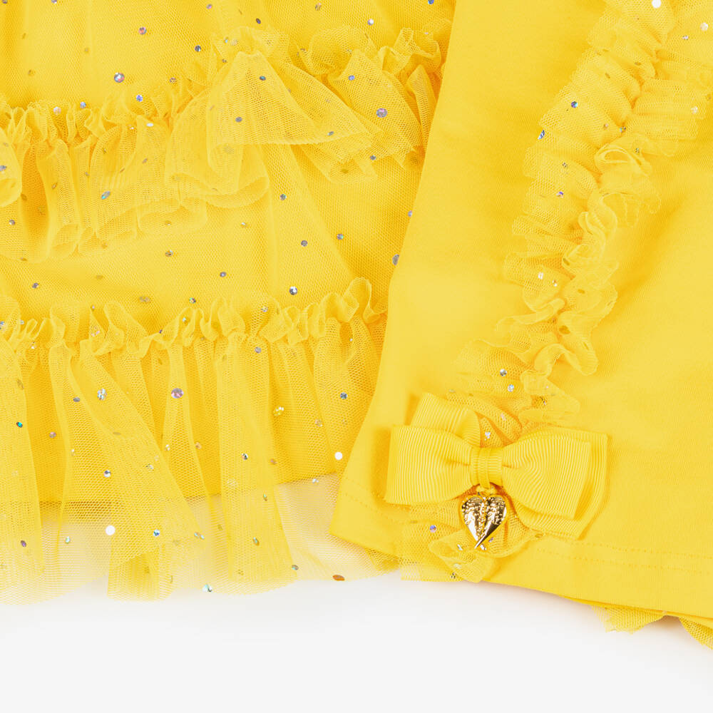 Angel's Face-Girls Yellow Sparkle Tulle Shorts Set | Childrensalon