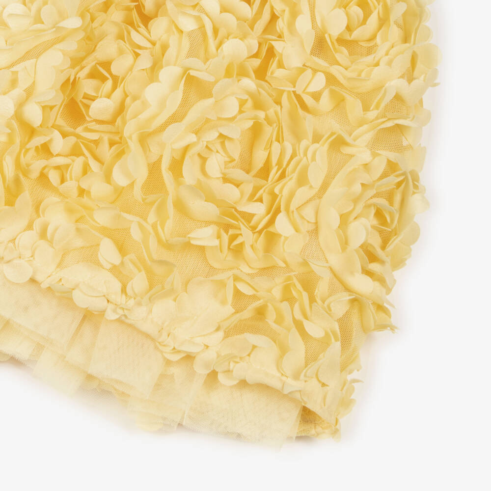 Angel's Face-Girls Yellow Top & Skirt Set with 3D Flowers | Childrensalon